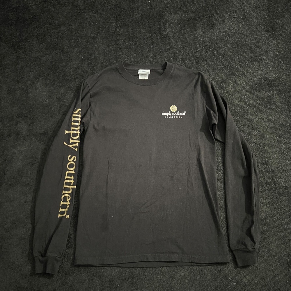 Simply Southern Shirt Women Small Magic of Christmas Black Long Sleeve‎ Cotton